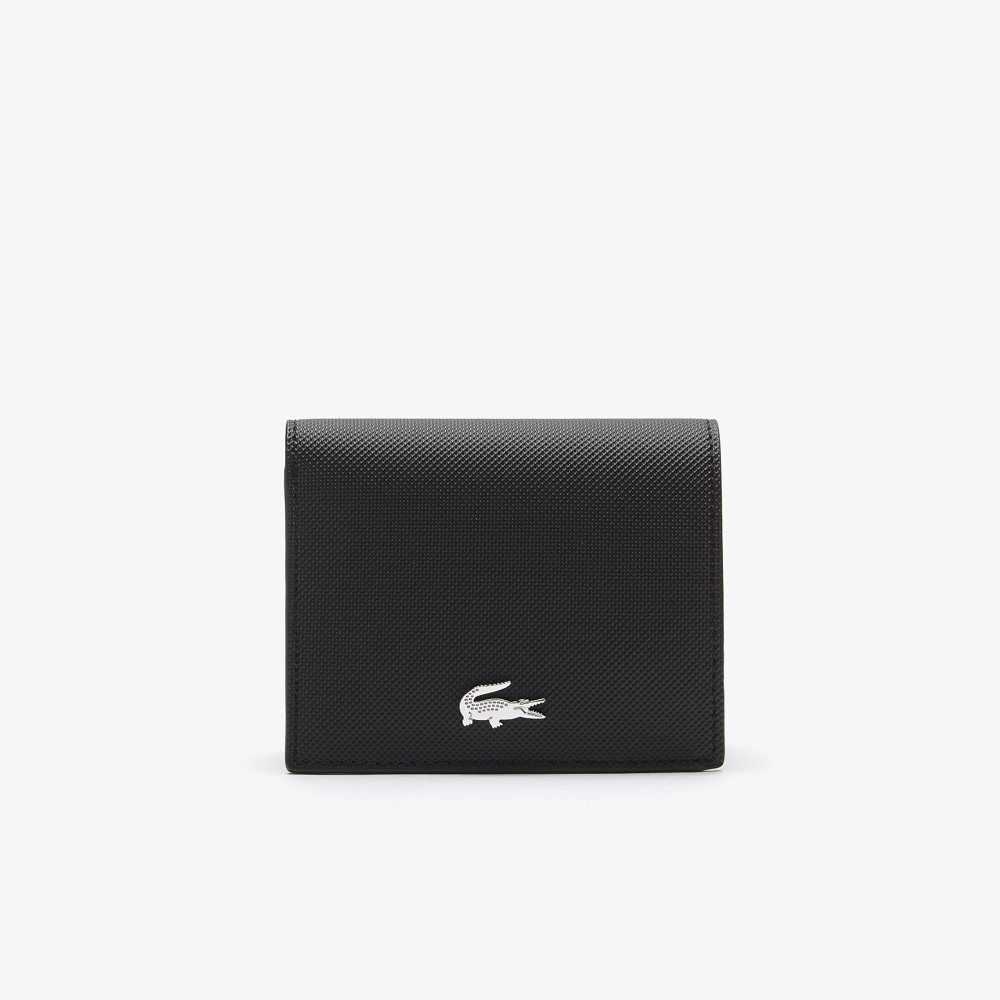 Lacoste Anna Small Snap Folding Wallet Noir Krema | EHGO-42065