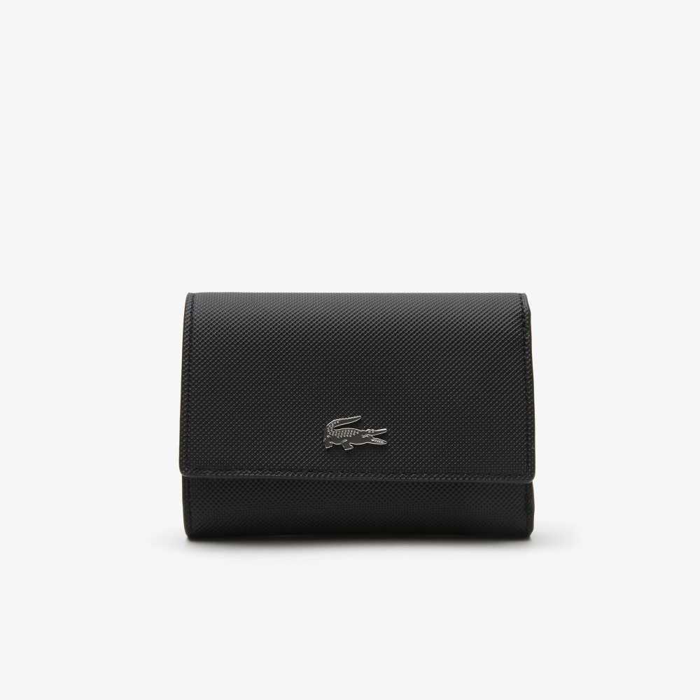 Lacoste Anna Snap Front Wallet Noir Krema | JSMV-86752