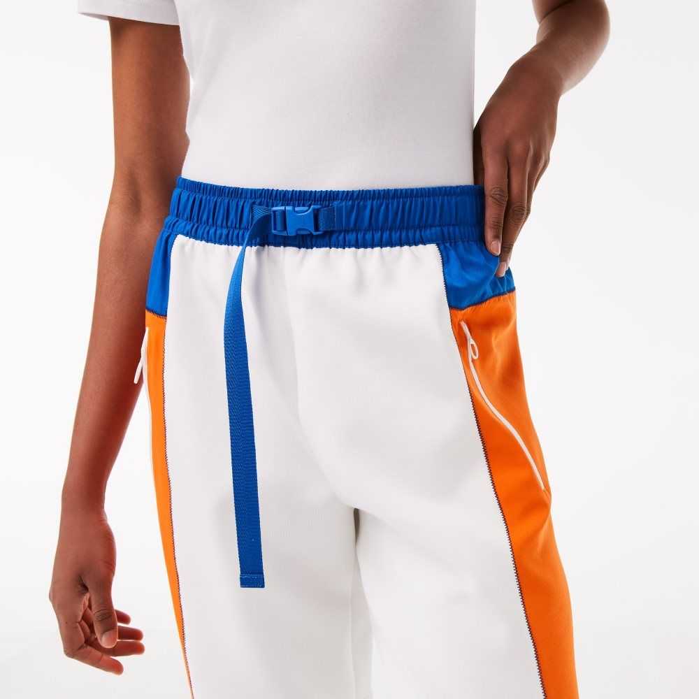 Lacoste Badge Colorblock Trackpants White / Blue / Orange / Blue | BGMD-02917
