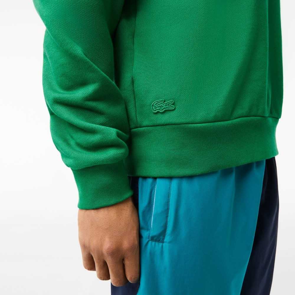 Lacoste Badge Organic Cotton Sweatshirt Green | CIFQ-67291