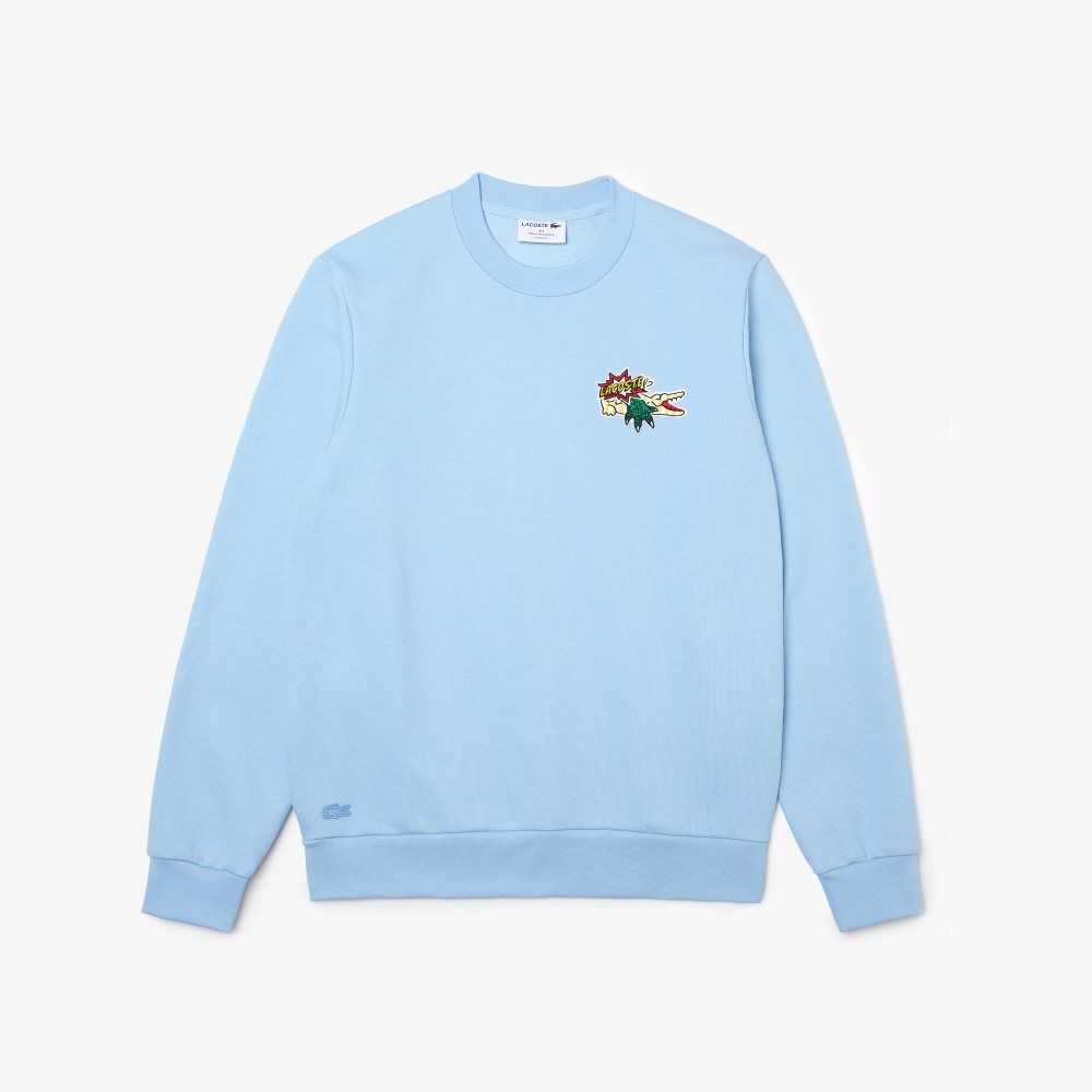 Lacoste Badge Organic Cotton Sweatshirt Blue | EBKG-26084