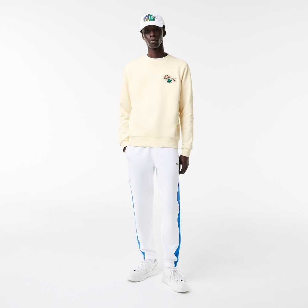 Lacoste Badge Organic Cotton Sweatshirt White | SVIX-53069