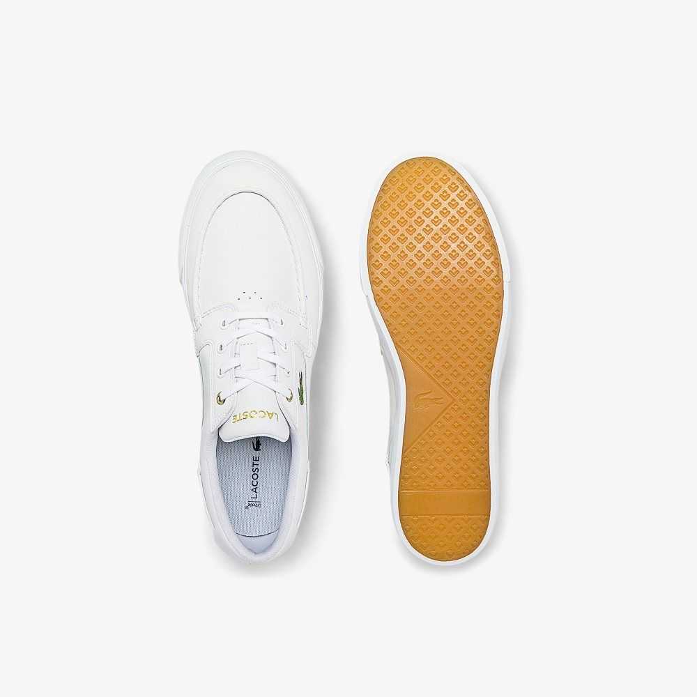 Lacoste Bayliss Deck Leather Boat Shoes Wht/Off Wht | WIOF-81267