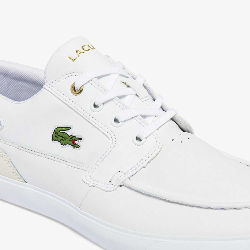 Lacoste Bayliss Deck Leather Boat Shoes Wht/Off Wht | WIOF-81267