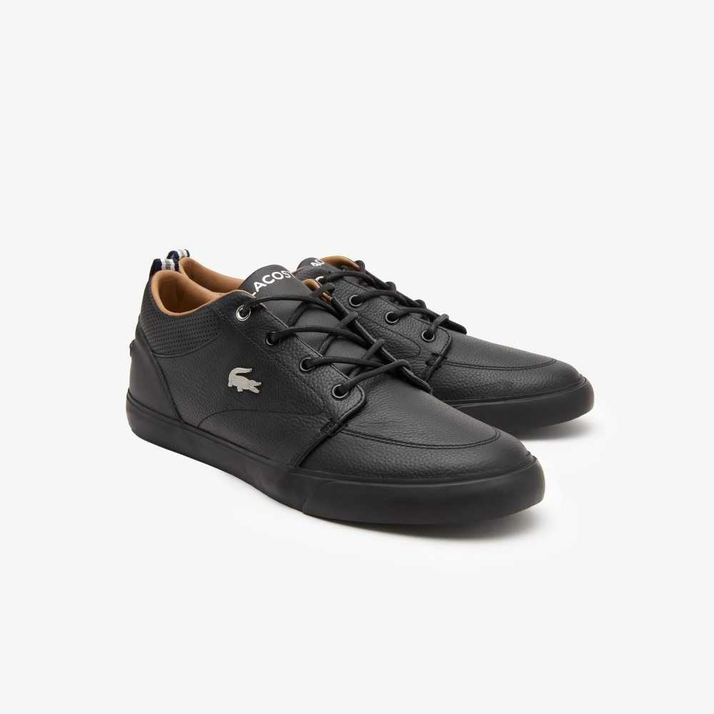 Lacoste Bayliss Leather Perforated Collar Sneakers Blk/Blk | MHJY-36941