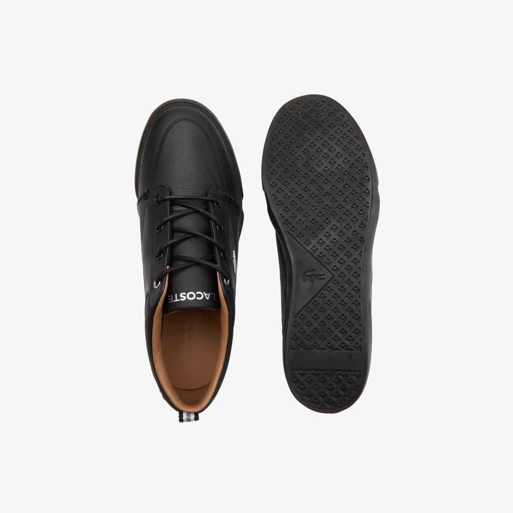 Lacoste Bayliss Leather Perforated Collar Sneakers Blk/Blk | MHJY-36941