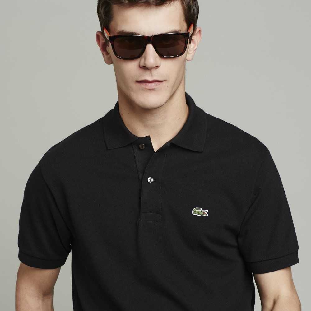 Lacoste Big Fit Cotton Petit Pique Polo Black | CHXK-86154