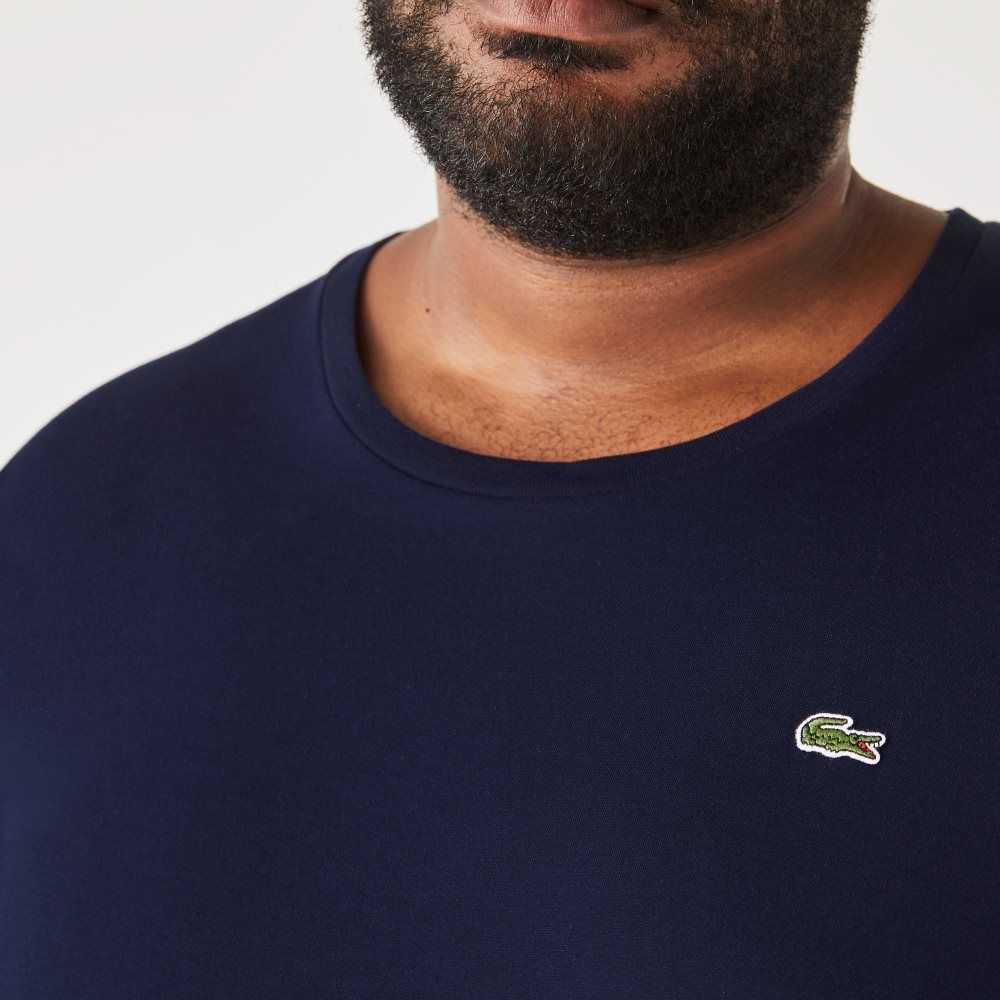 Lacoste Big Fit Crew Neck Cotton Jersey T-Shirt Navy Blue | OSMF-71849