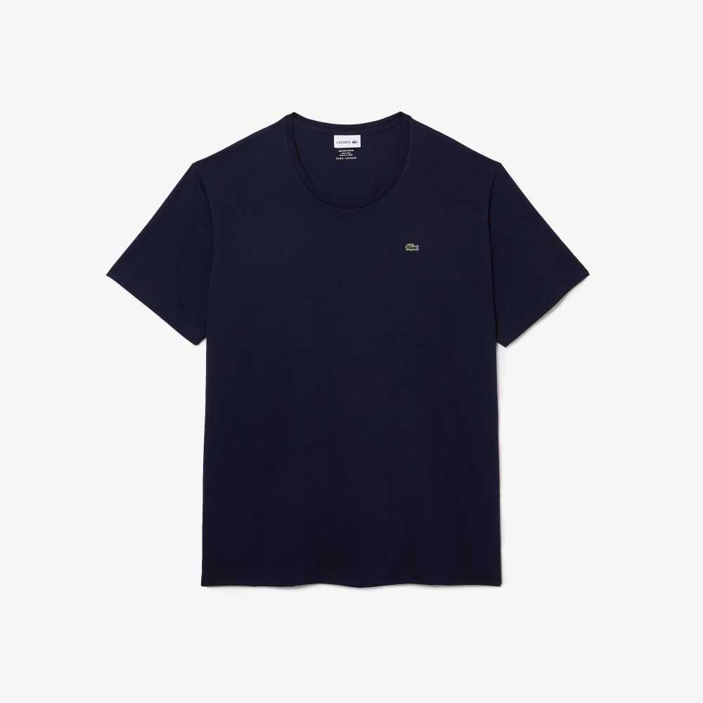 Lacoste Big Fit Crew Neck Cotton Jersey T-Shirt Navy Blue | OSMF-71849