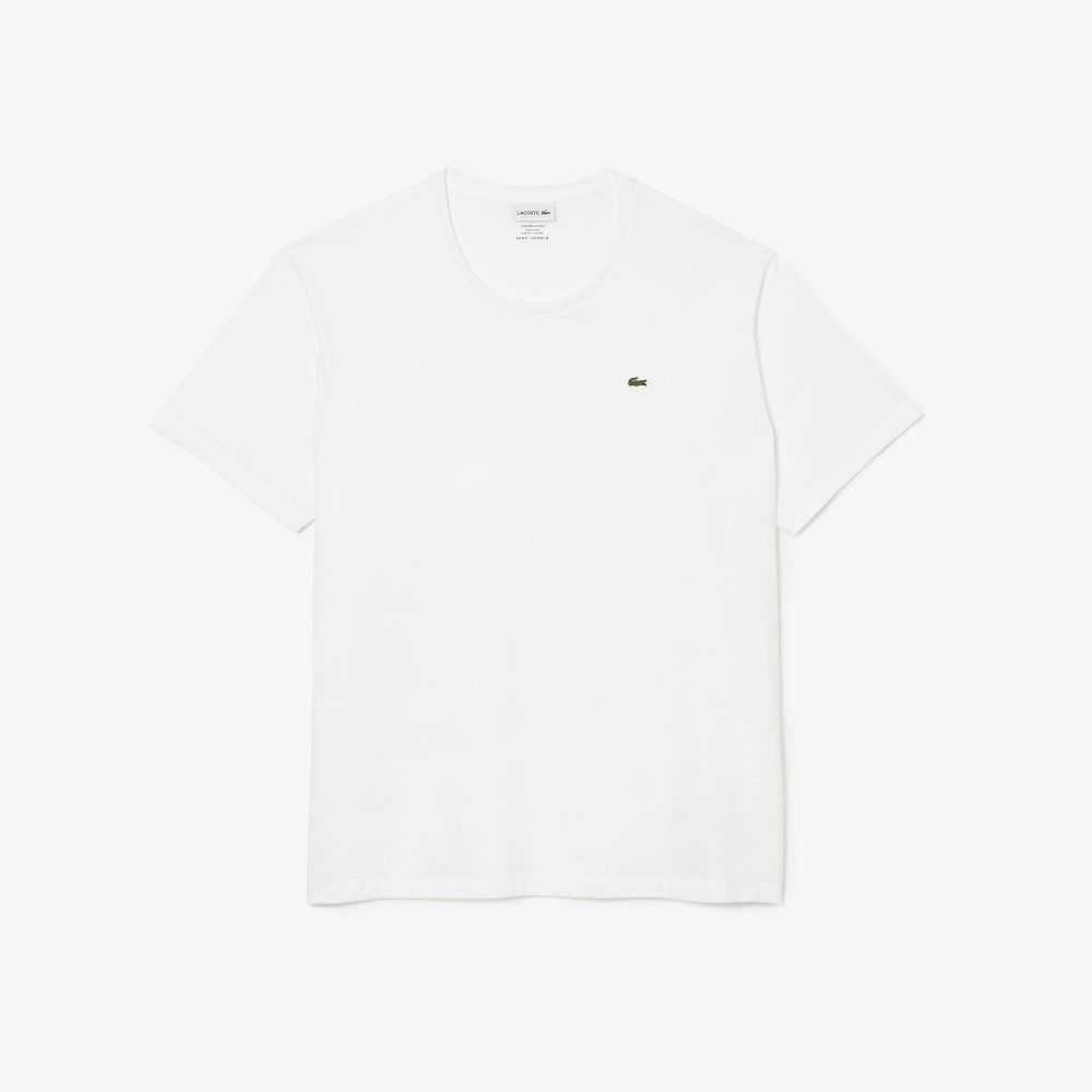 Lacoste Big Fit Crew Neck Cotton Jersey T-Shirt White | SDNU-27985