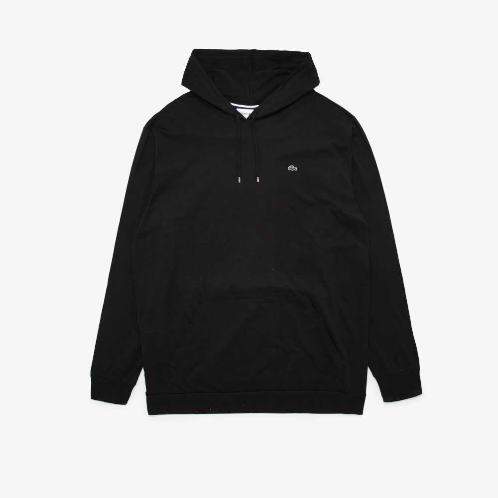 Lacoste Big Fit Hooded T-Shirt Black | JHCV-91635