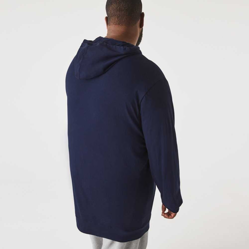 Lacoste Big Fit Hooded T-Shirt Navy Blue | LWJX-05461