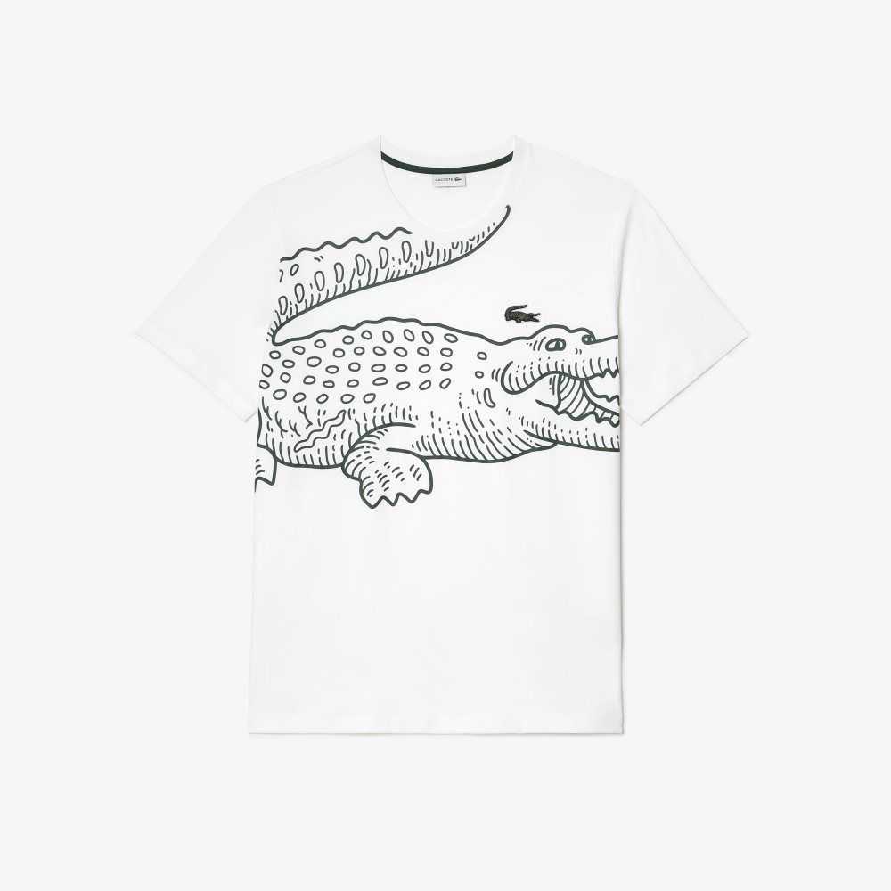Lacoste Big Fit Jersey T-Shirt White | HNPW-59027