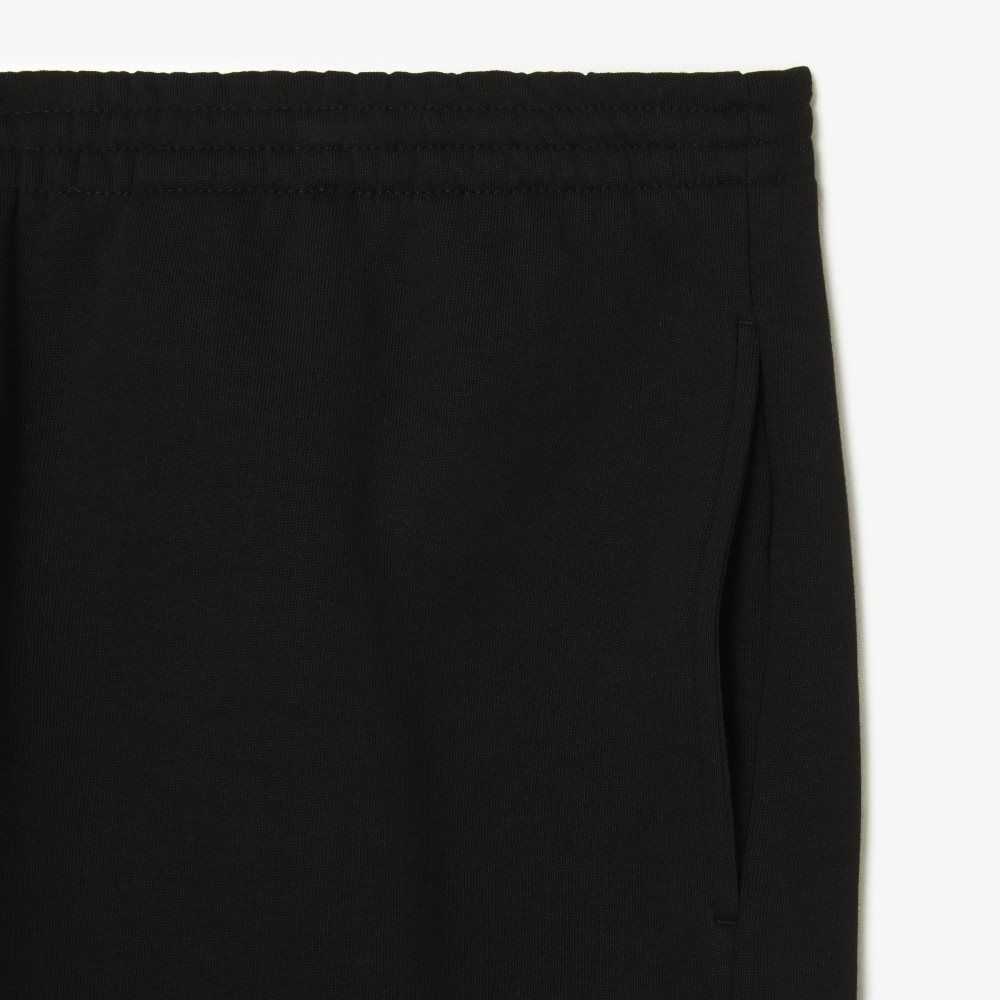 Lacoste Big Fit Organic Cotton Brushed Fleece Shorts Black | GWTL-75824
