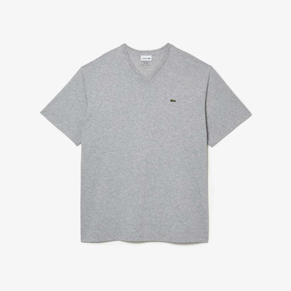 Lacoste Big Fit V-Neck Jersey T-Shirt Grey Chine | EOWG-81467