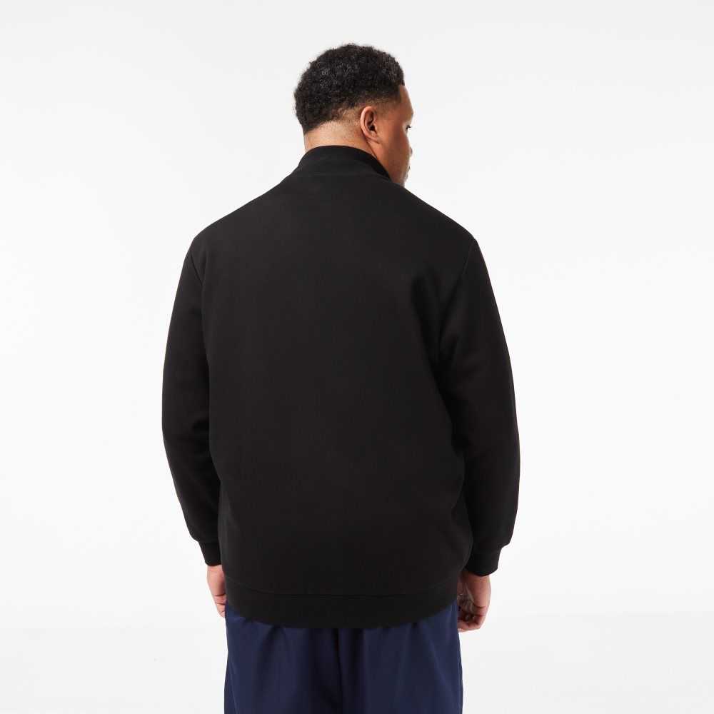 Lacoste Big Fit Zipped Cotton Fleece Sweatshirt Black | GNIJ-39265