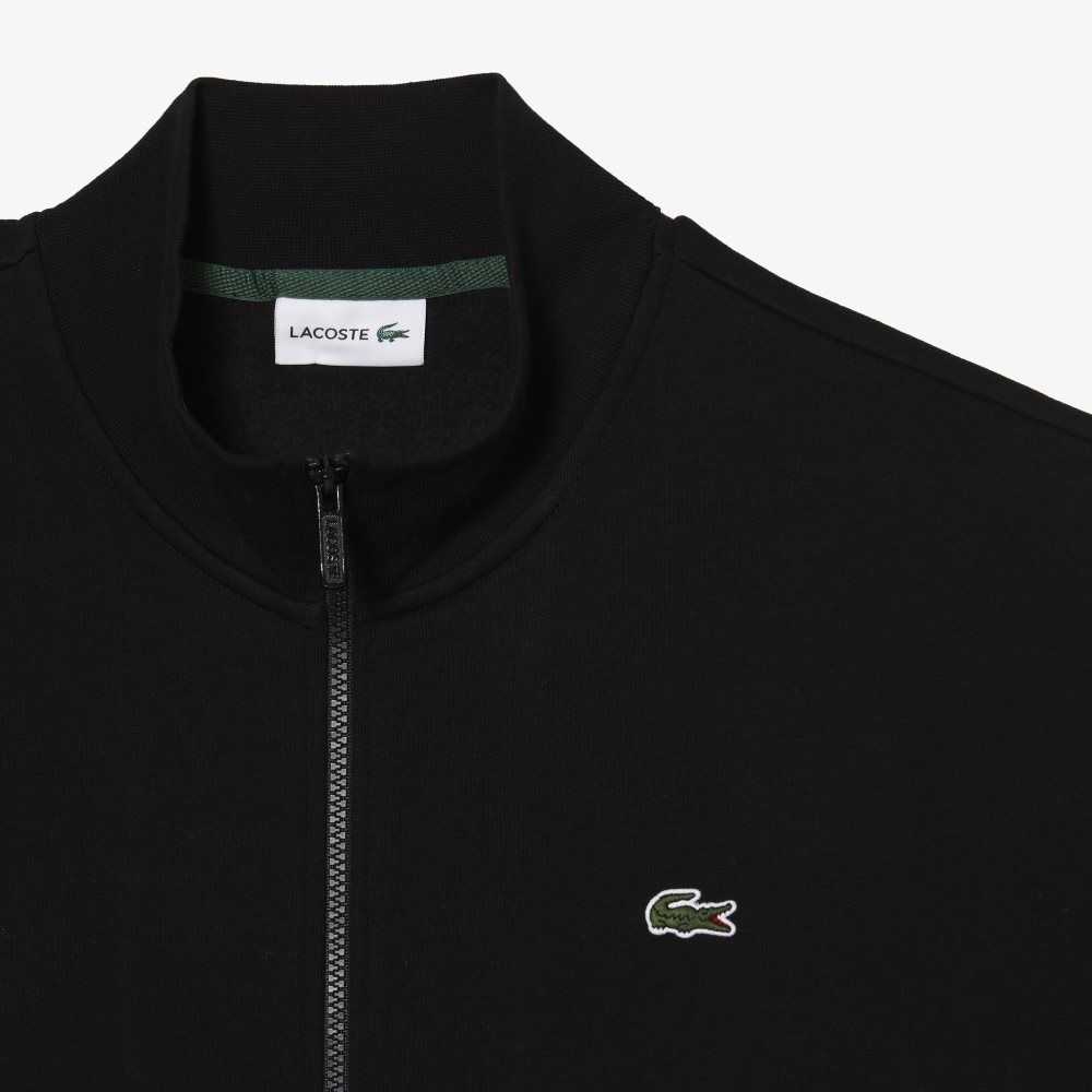 Lacoste Big Fit Zipped Cotton Fleece Sweatshirt Black | GNIJ-39265