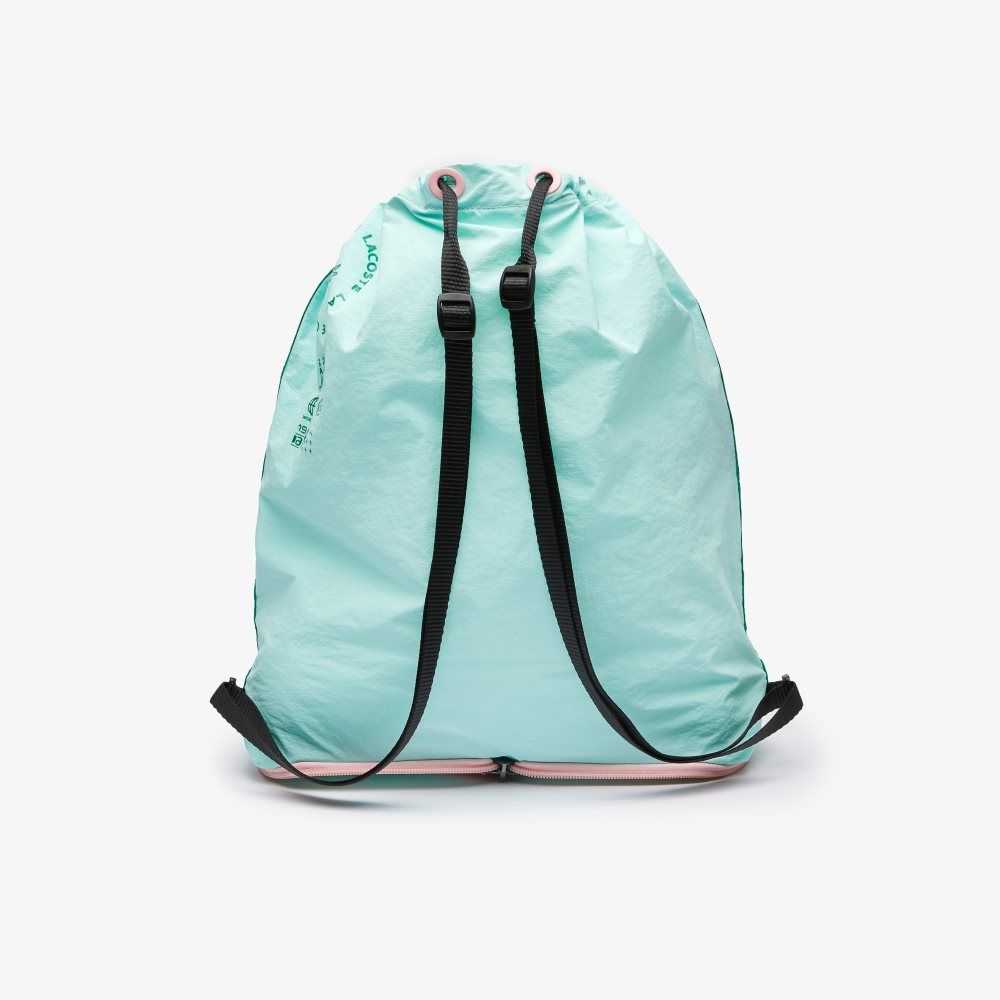 Lacoste Branded Band Foldable Nylon Backpack Seringat Fluorine Lotus F | GLEY-28370