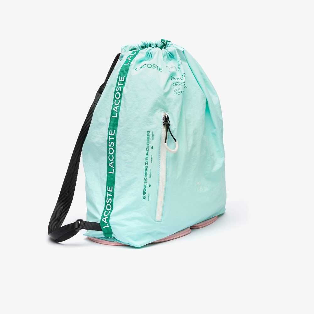 Lacoste Branded Band Foldable Nylon Backpack Seringat Fluorine Lotus F | XFEM-01689
