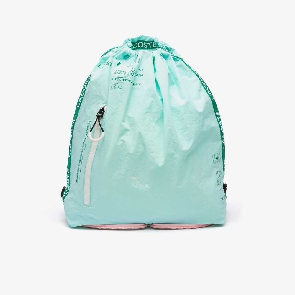 Lacoste Branded Band Foldable Nylon Backpack Seringat Fluorine Lotus F | XFEM-01689