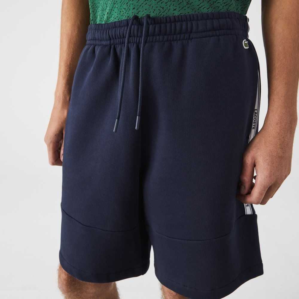 Lacoste Branded Bands Cotton Fleece Blend Shorts Navy Blue | FNTD-73940