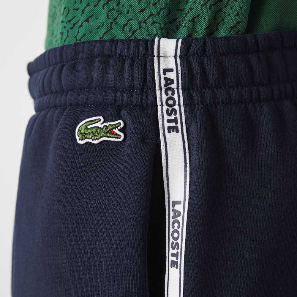 Lacoste Branded Bands Cotton Fleece Blend Shorts Navy Blue | FNTD-73940