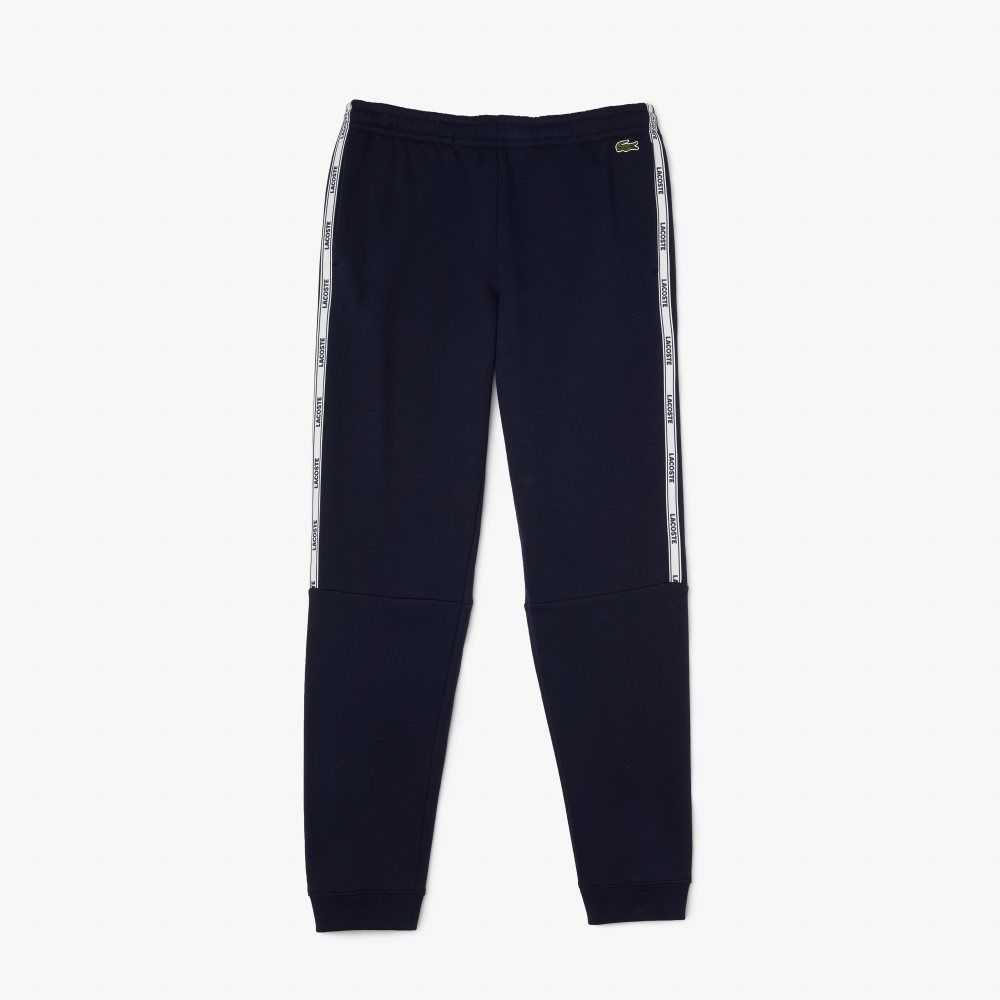 Lacoste Branded Bands Skinny Fleece Jogging Pants Navy Blue | FMRO-03275