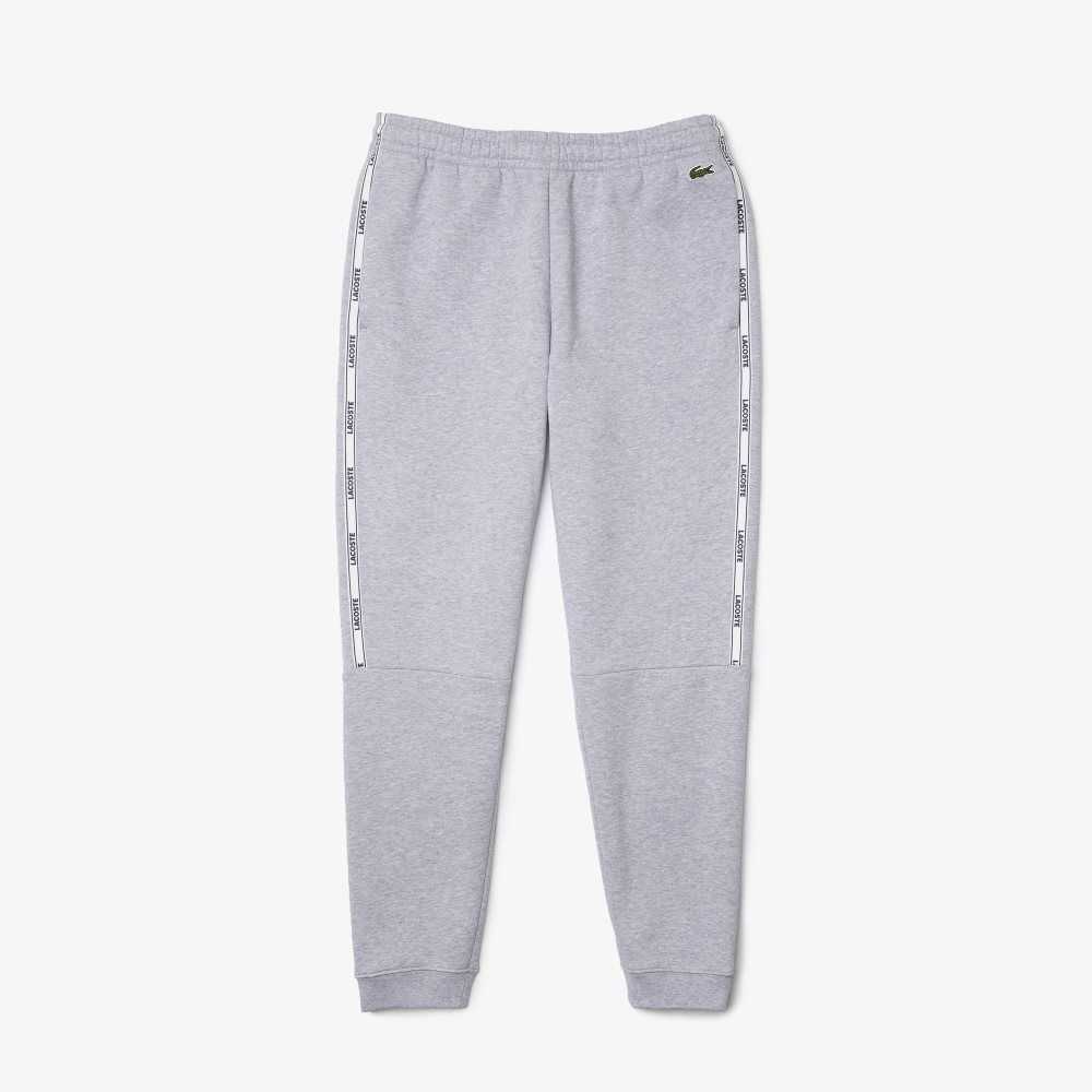 Lacoste Branded Bands Skinny Fleece Jogging Pants Grey Chine | MUSG-50291