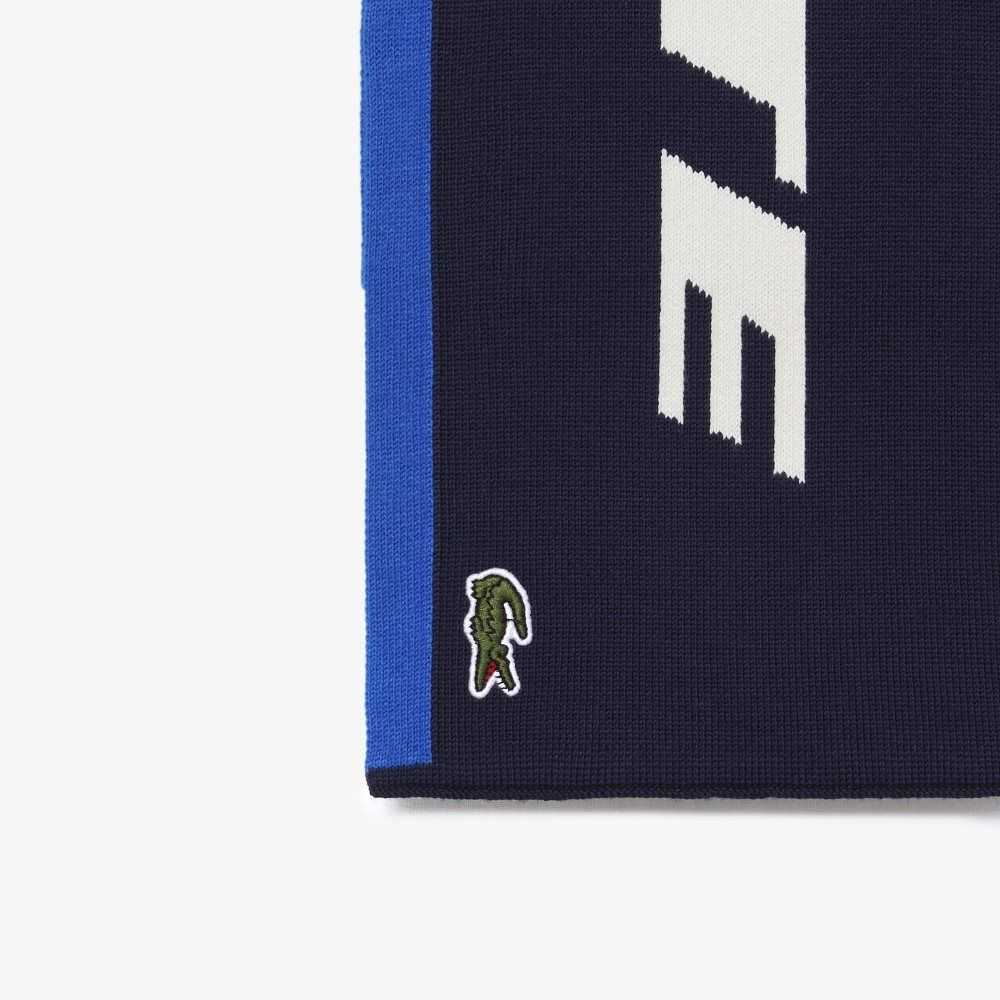 Lacoste Branded Color-Block Scarf Blue / Navy Blue / White | MYHT-30298