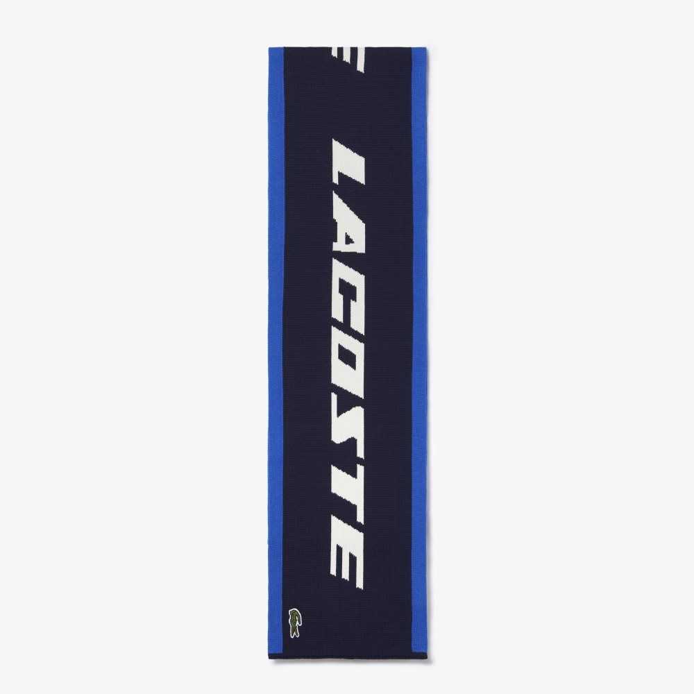 Lacoste Branded Color-Block Scarf Blue / Navy Blue / White | MYHT-30298