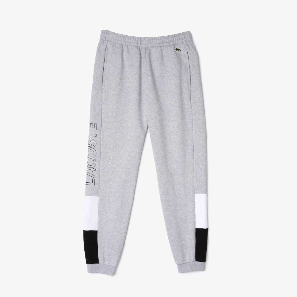 Lacoste Branded Colorblock Fleece Jogging Pants Grey Chine / White / Black | META-15830