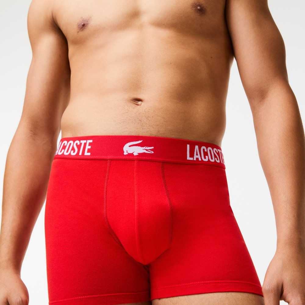 Lacoste Branded Contrast Crocodile Boxer Brief 3-Pack Black / Red / White | XZQW-52867