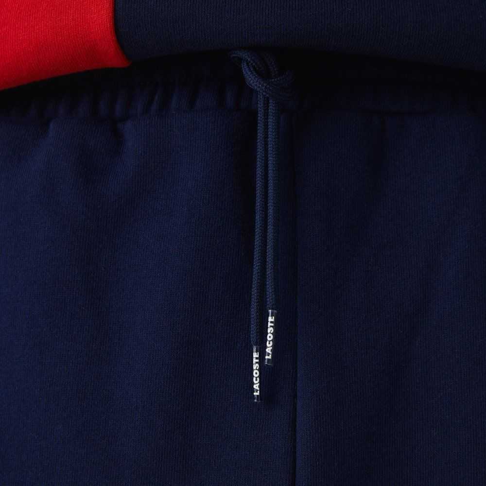 Lacoste Branded Cotton Fleece Blend Shorts Navy Blue / Red / Green | LGPD-71205