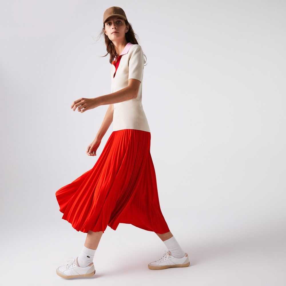 Lacoste Branded Elasticised Pleated Skirt Red | UTVN-35279
