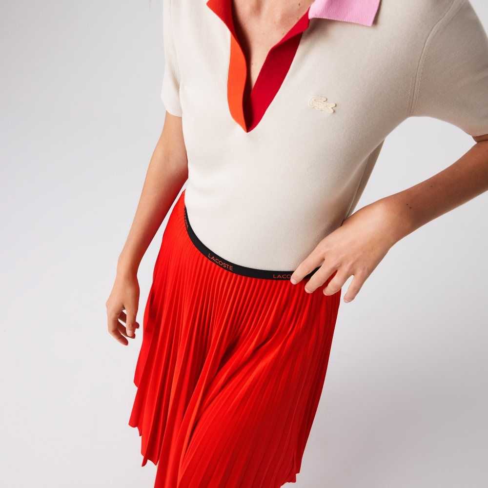 Lacoste Branded Elasticised Pleated Skirt Red | UTVN-35279