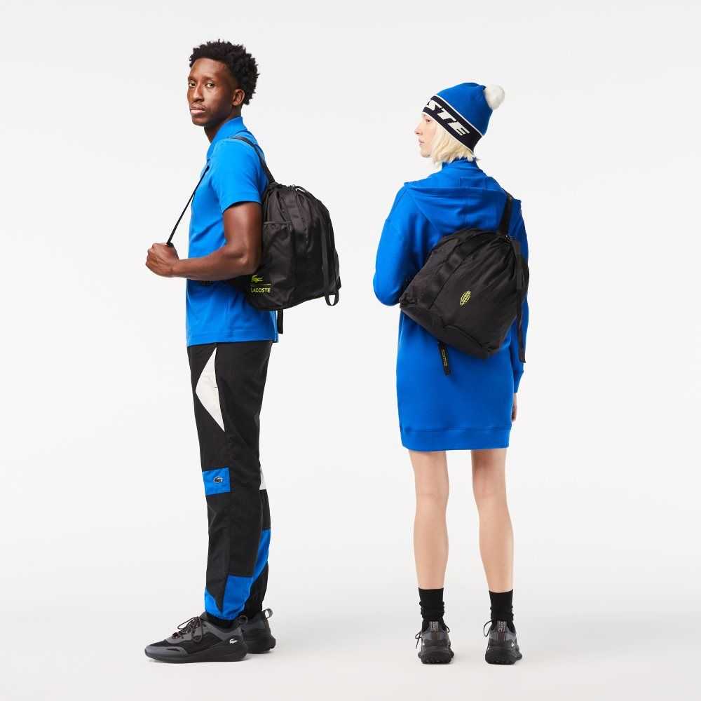 Lacoste Branded Foldable Backpack Noir Lime | QAKO-78539