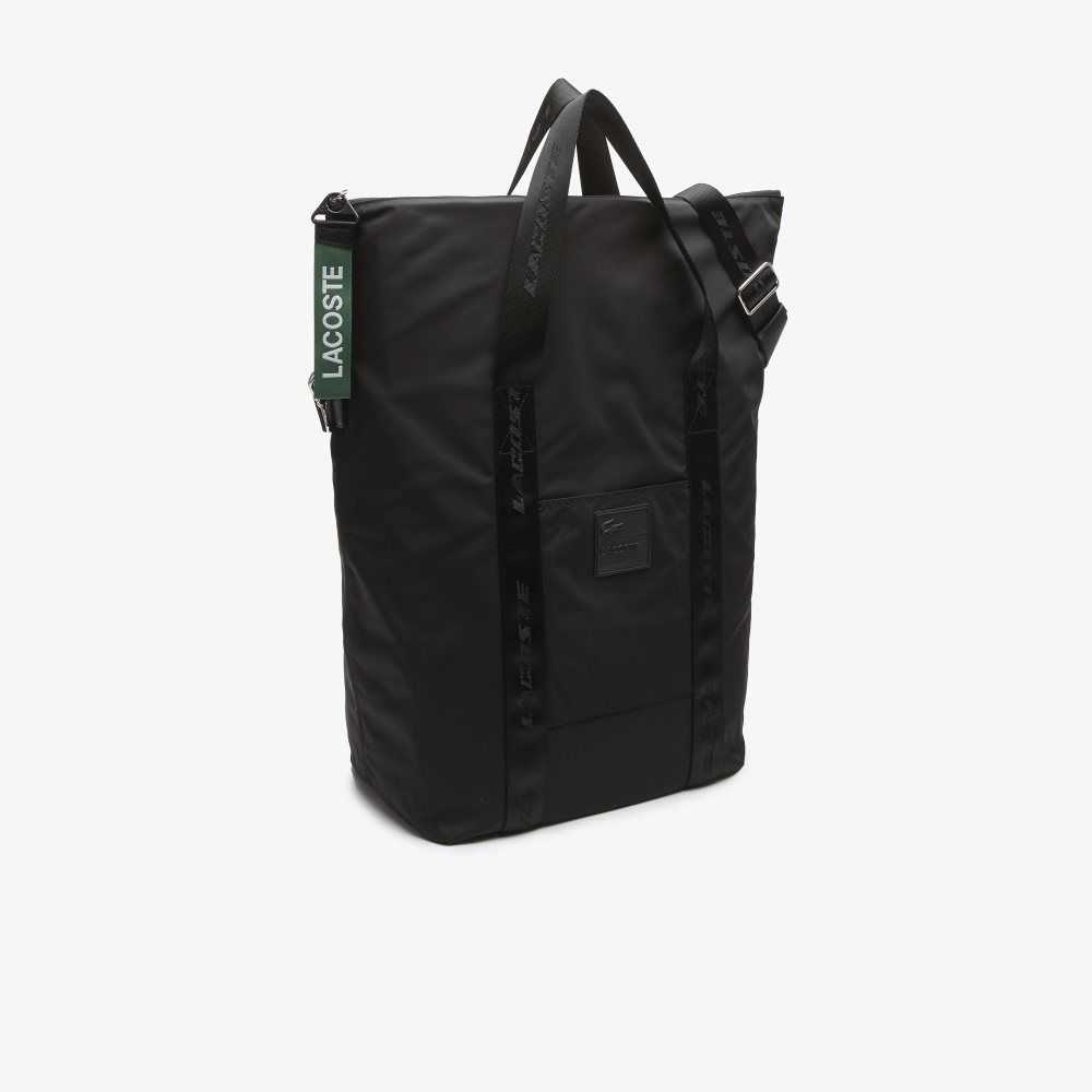 Lacoste Branded Handle Large Tote Bag Black | IUHV-42518