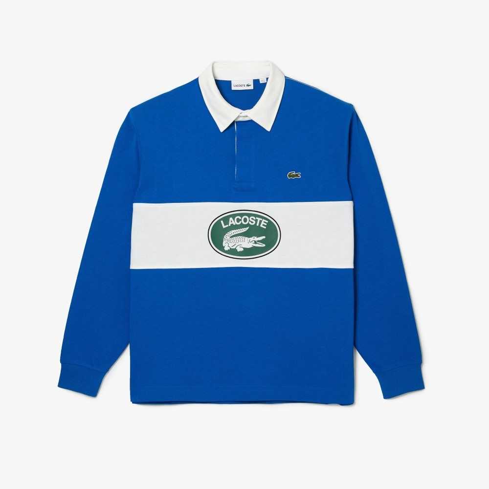 Lacoste Branded Loose Fit Rugby Polo Blue | RSHE-74830