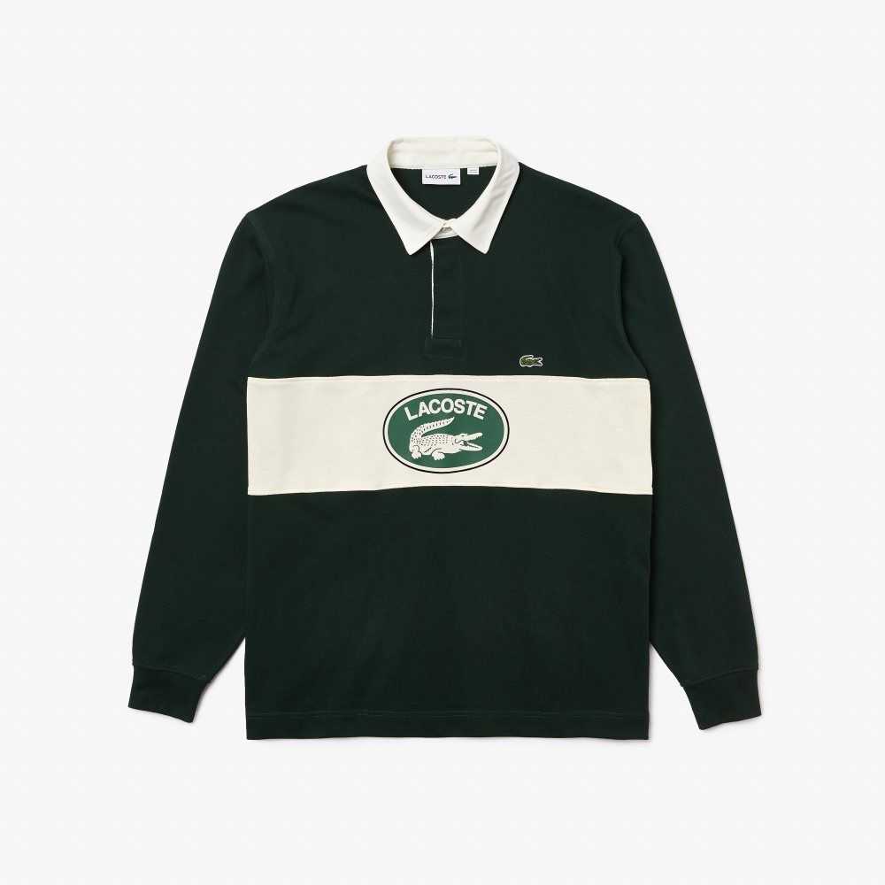 Lacoste Branded Loose Fit Rugby Polo Green | QJEO-36075