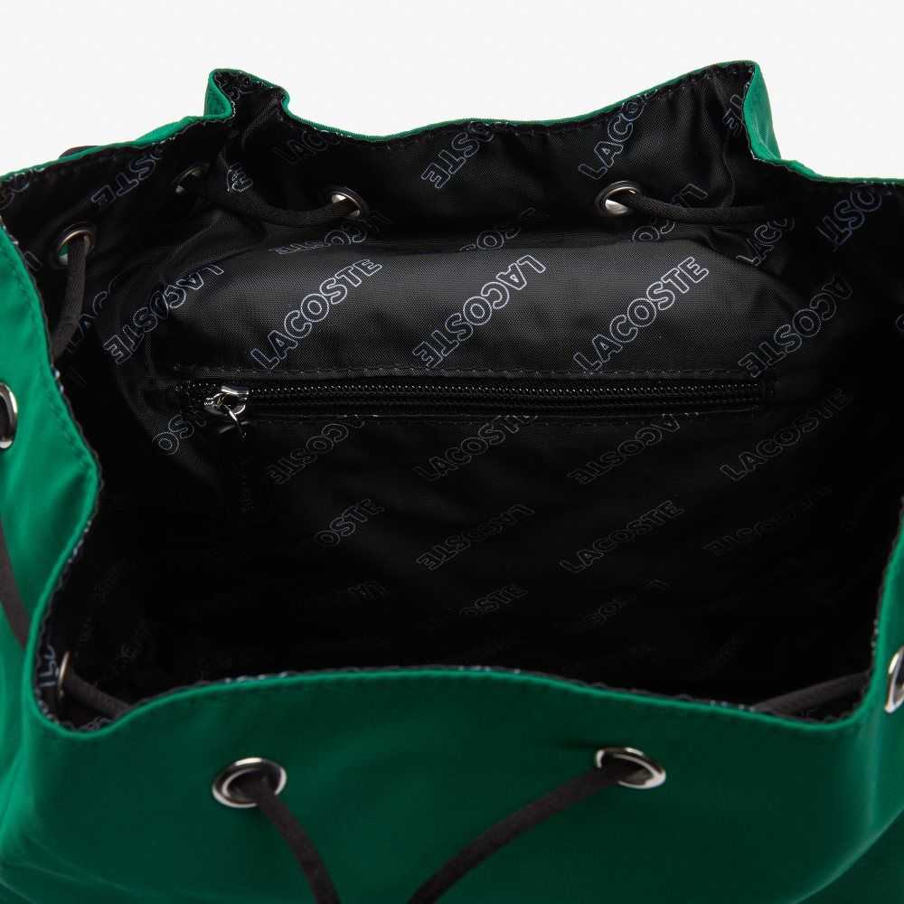 Lacoste Branded Nylon Flap Backpack Estival Blanc | PQIO-67912