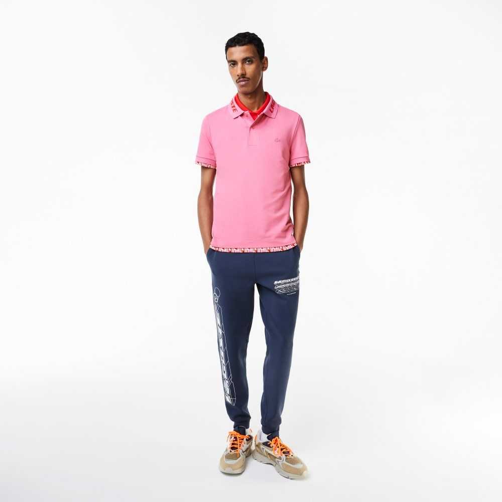 Lacoste Branded Slim Fit Stretch Pique Polo Pink | DJEV-05862