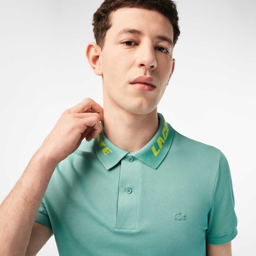 Lacoste Branded Slim Fit Stretch Pique Polo Mint | QCSJ-61324