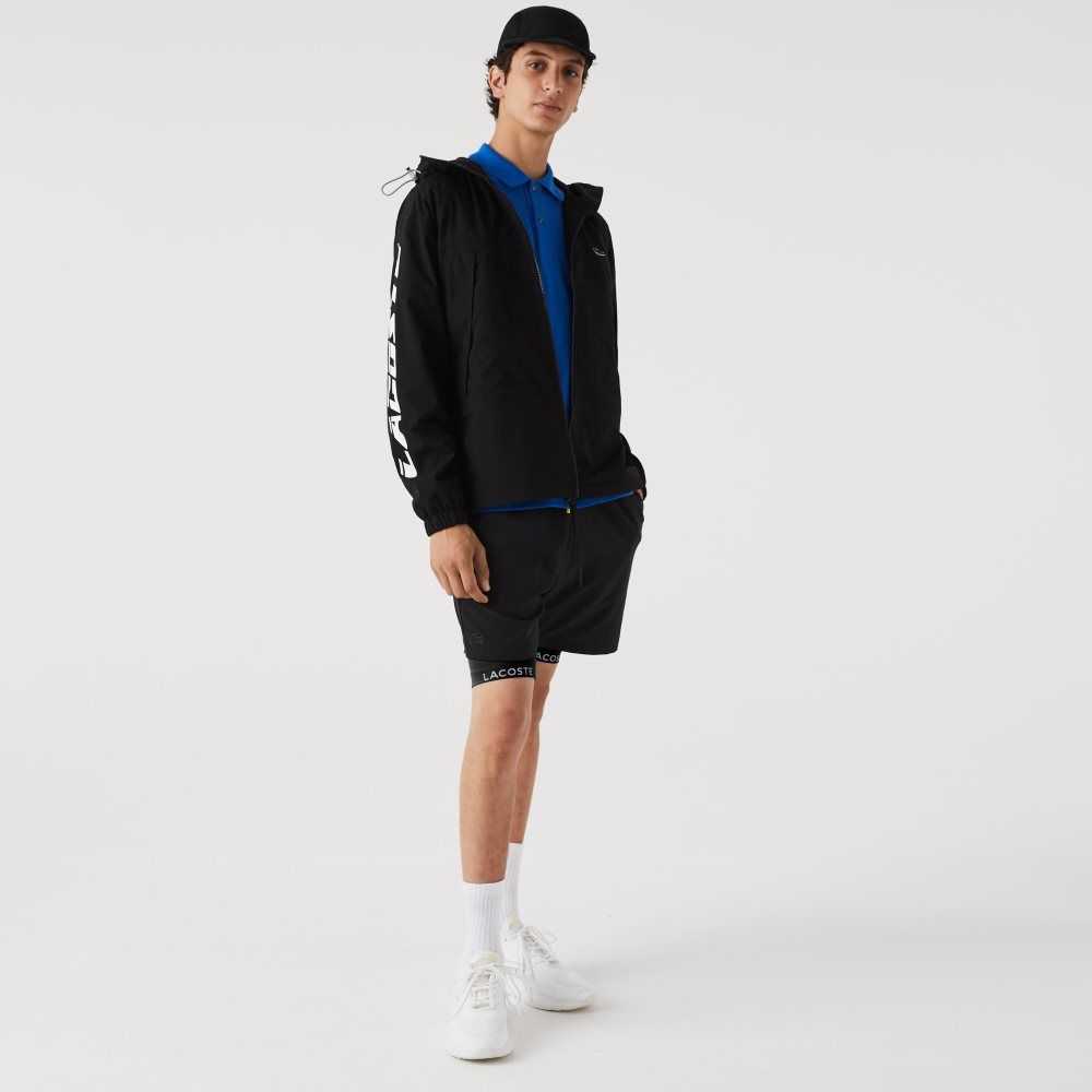 Lacoste Branded Twill Jacket Black | WXKN-58432