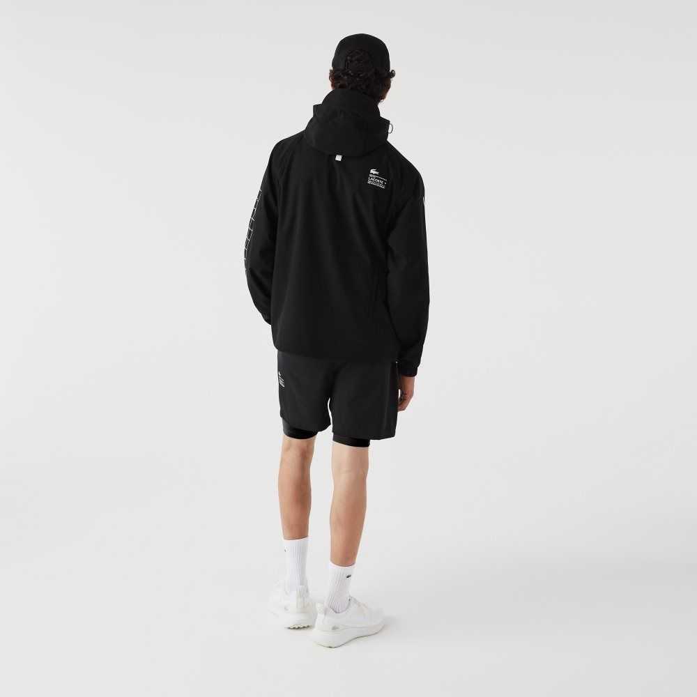 Lacoste Branded Twill Jacket Black | WXKN-58432