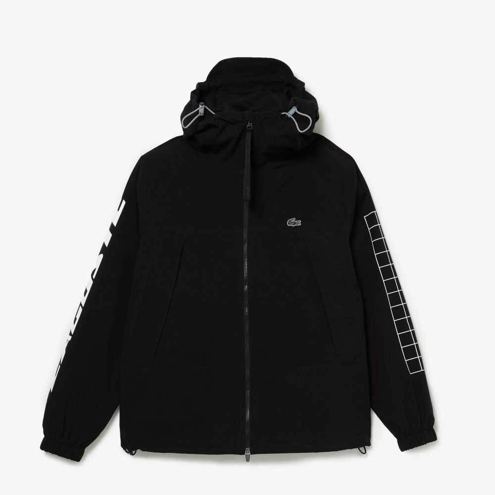 Lacoste Branded Twill Jacket Black | WXKN-58432