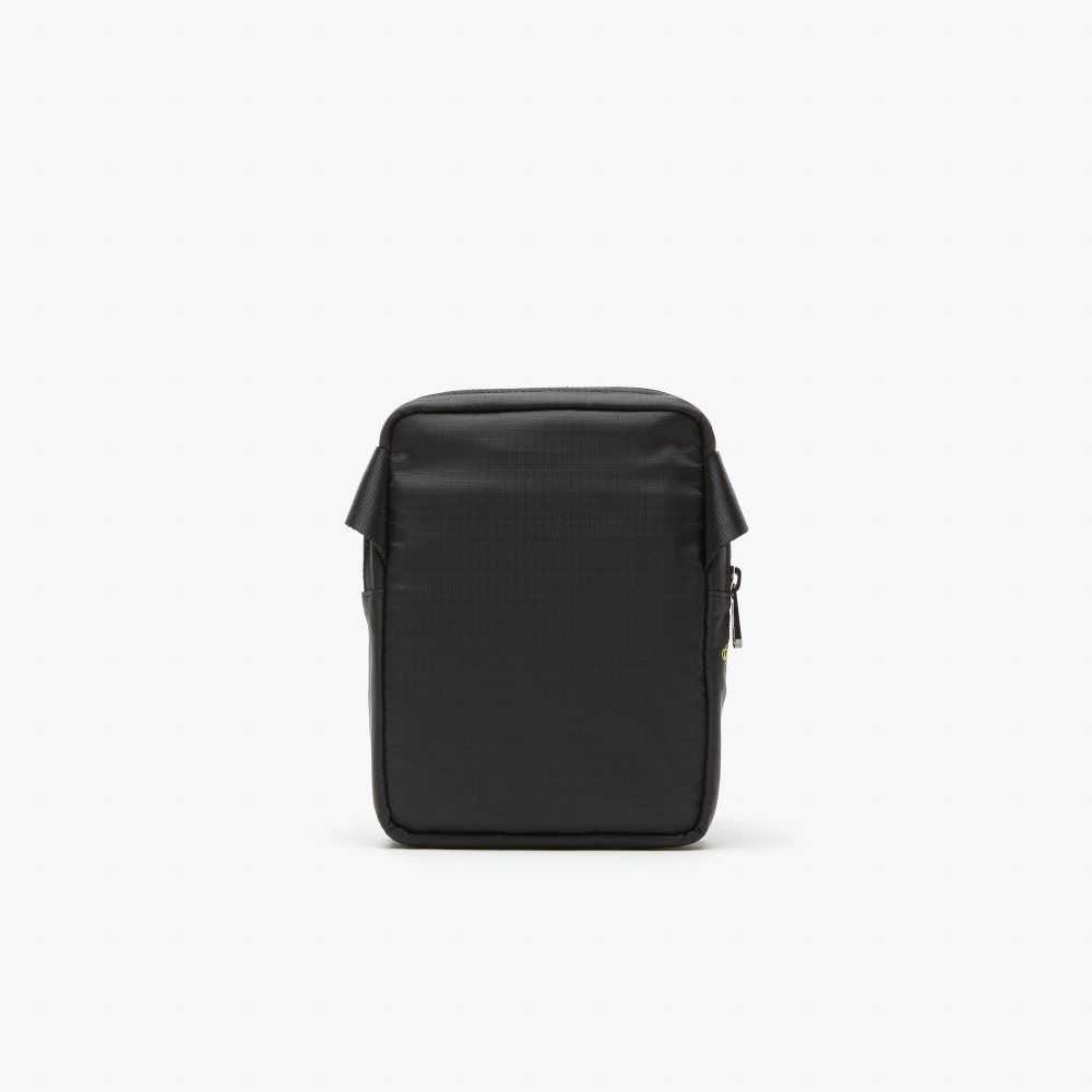 Lacoste Branded Vertical Zip Crossover Bag Noir Lime | XDAL-63184