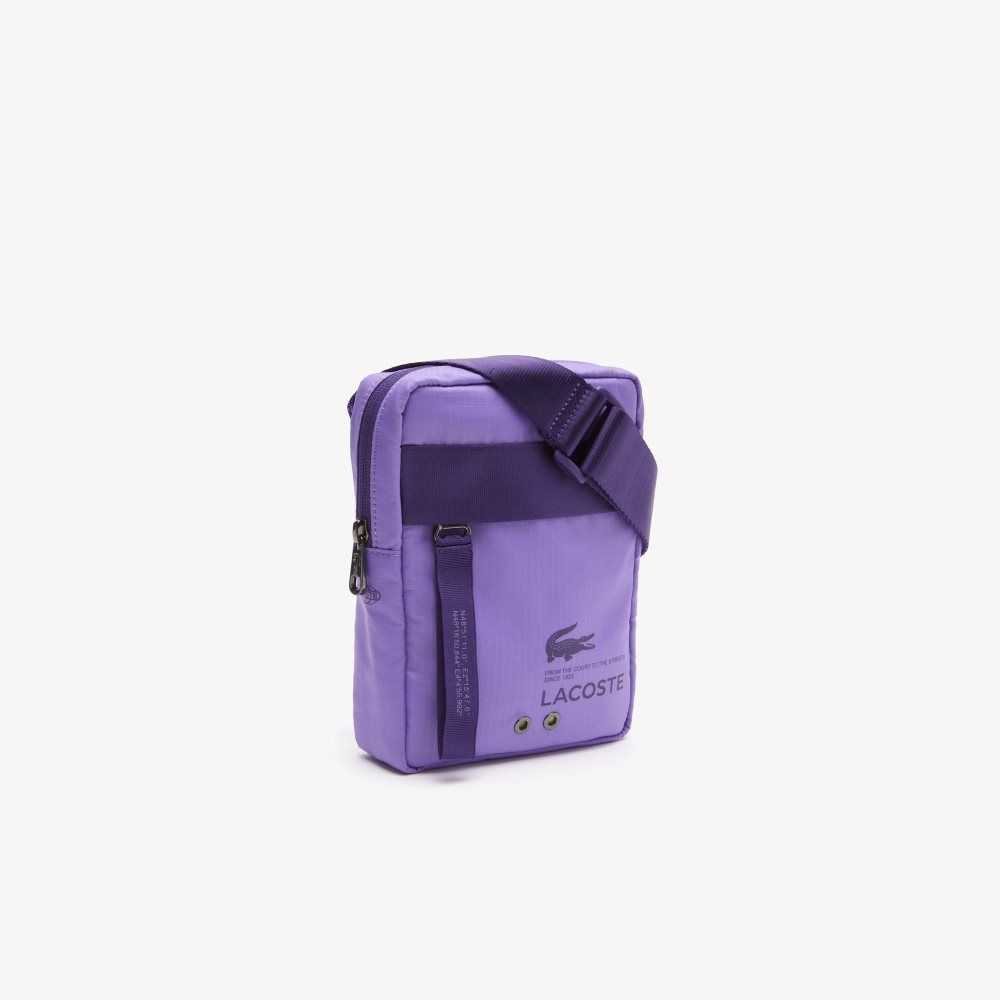 Lacoste Branded Vertical Zip Crossover Bag Samui Noir Neva | XHBN-56129
