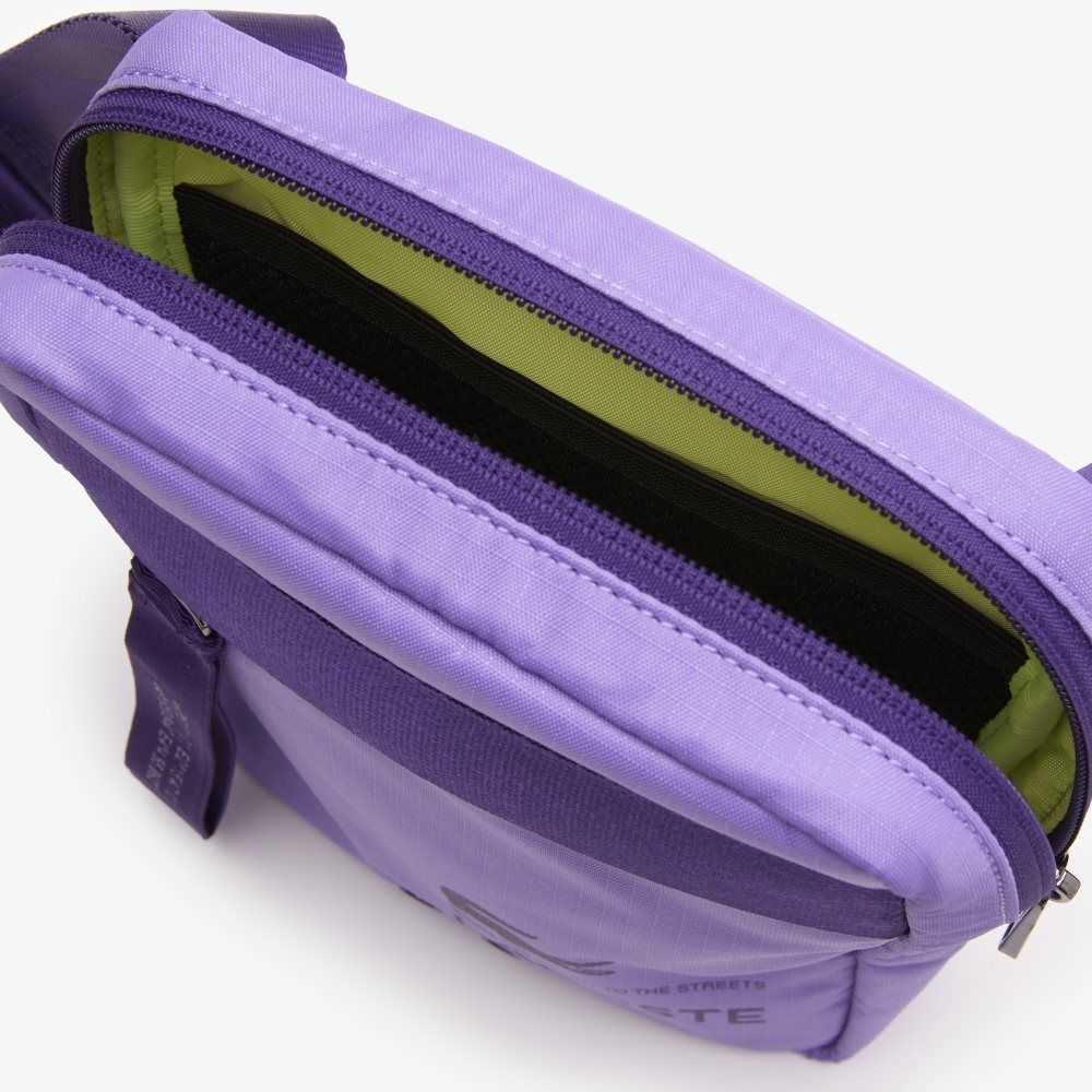 Lacoste Branded Vertical Zip Crossover Bag Samui Noir Neva | XHBN-56129