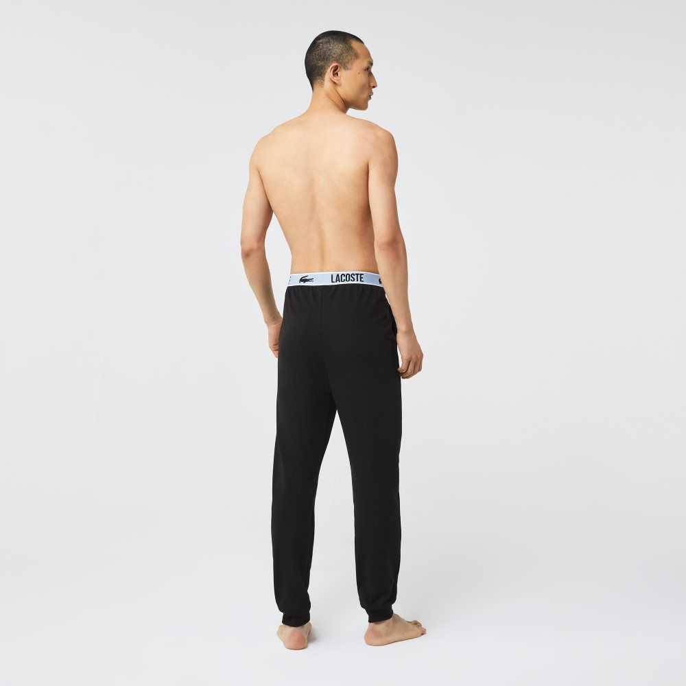 Lacoste Branded Waist Crocodile Print Pajama Pants Black | ILTG-26879