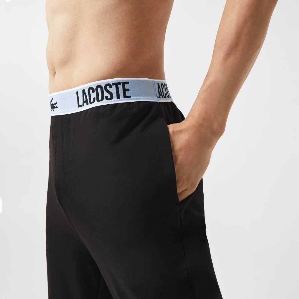 Lacoste Branded Waist Crocodile Print Pajama Pants Black | ILTG-26879